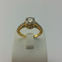 Złoty pierścionek z brylantami 1.30 ct + 0.53 ct